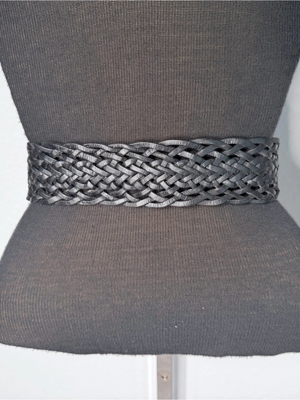 Vintage Moroccan Woven Leather Belt Brass Buckle Boho Western